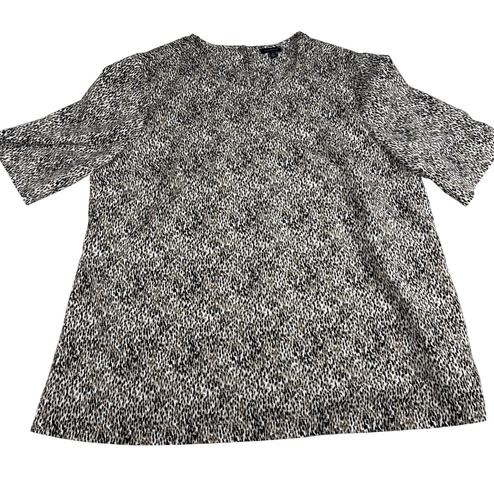Talbots Woman Short Sleeve Pullover‎ Blouse Animal Print Colors Women's Size 16